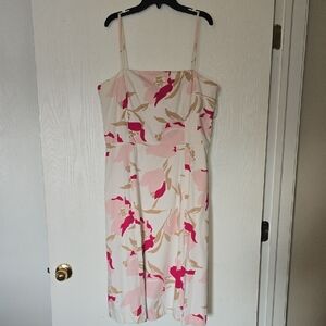 Banana Republic Pink and Cream Floral Midi Dress